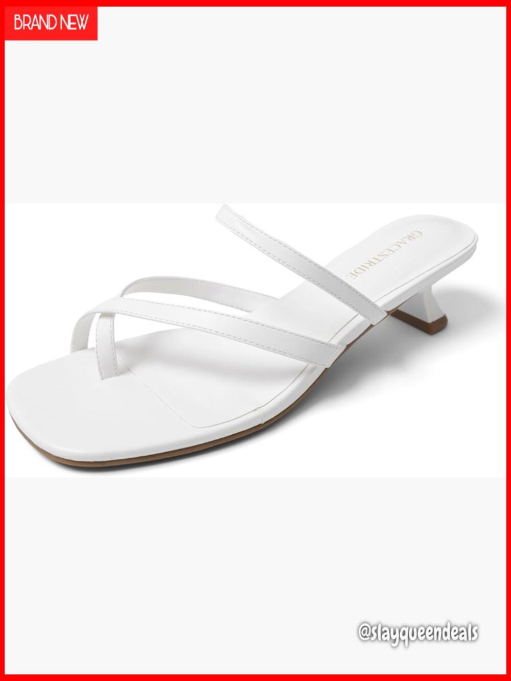 Kitten Heel Square Toe Strappy Sandals Heeled Flip Flops Fashion Party